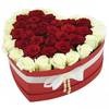 51 красная и Белая роза,коробка в виде сердца.